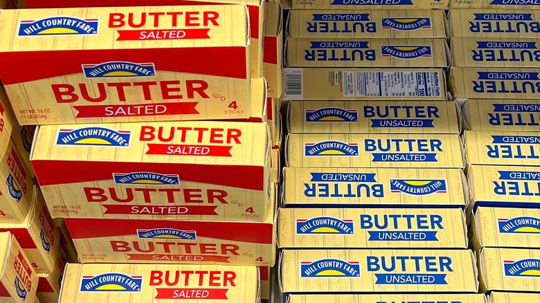 sticks of unsalted and salted butter