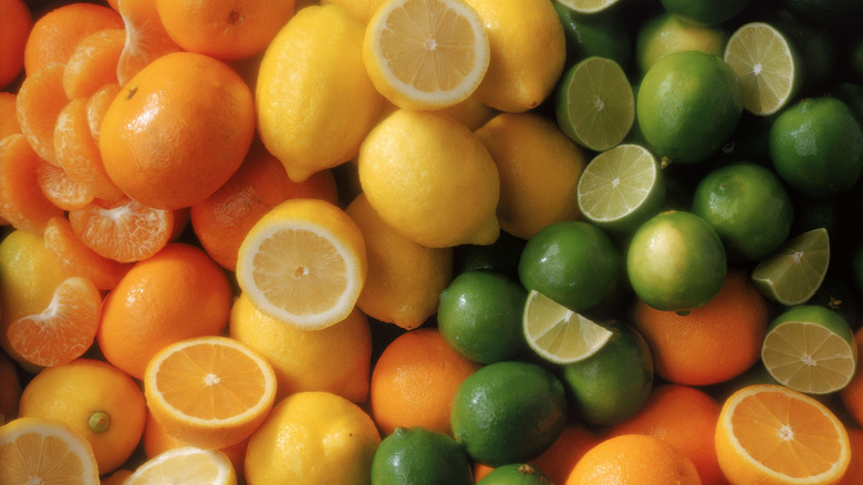 mandarin oranges, lemons, and limes