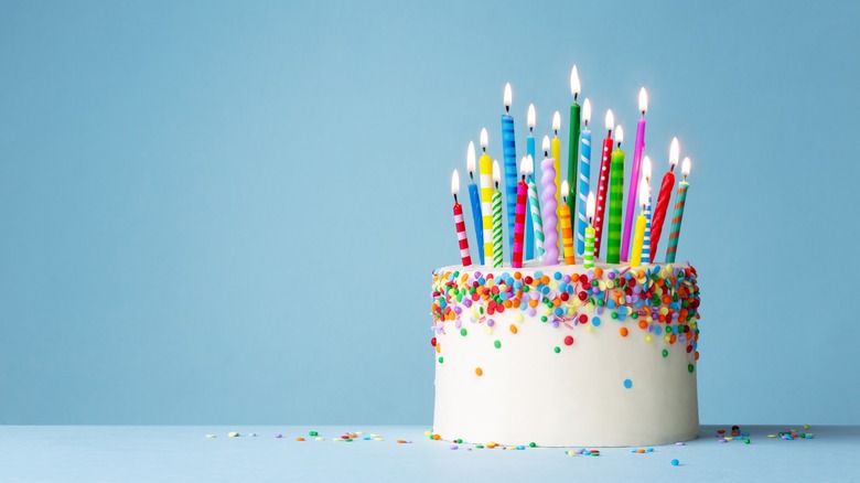 birthday cake with lots of candles