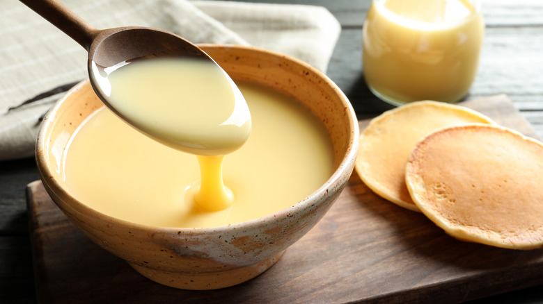 bowl of evaporated or condensed milk