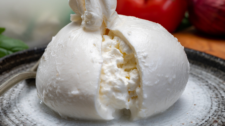 burrata on a plate