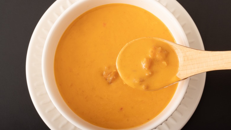 lobster bisque on spoon
