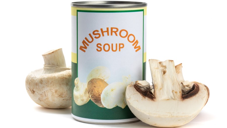 mushroom soup can and mushrooms