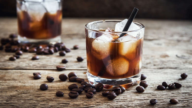 Black Russian cocktail with vodka and Kahlúa