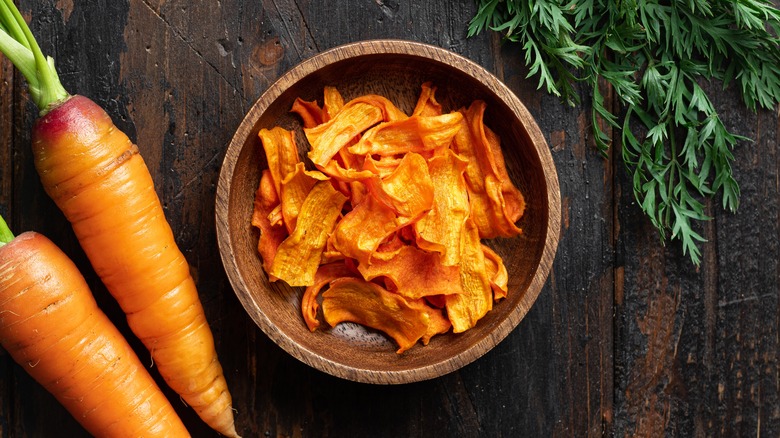 Dehydrated carrots in bowl