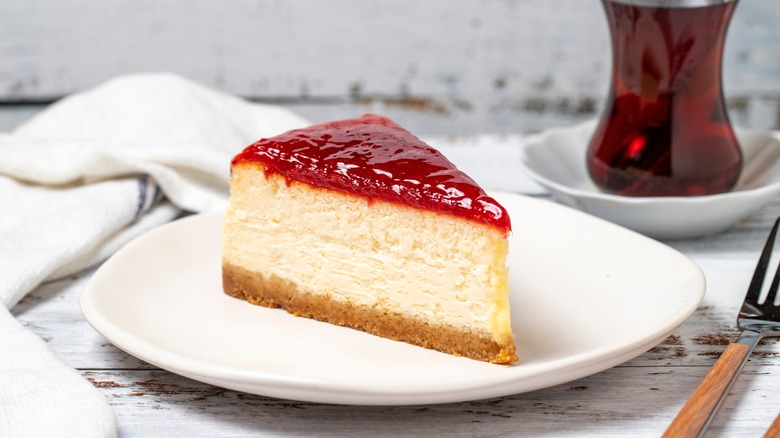 A slice of New York cheesecake