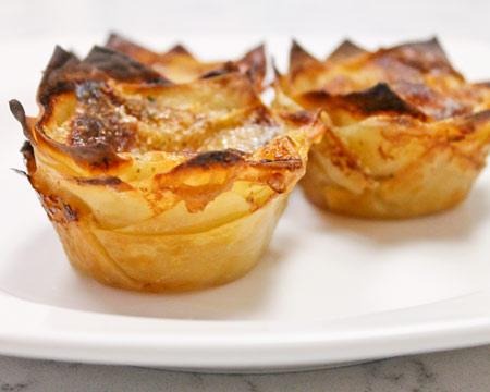 Cheesy Lasagna Cupcakes with Shrimp