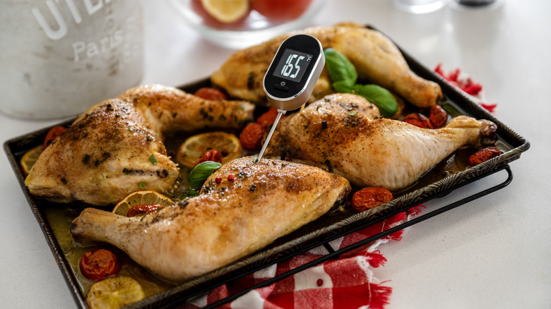 Thermometer in chicken legs