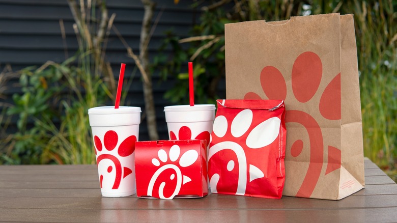 Chick-fil-A bags on a table