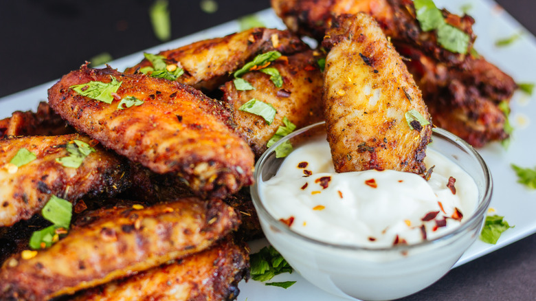 Wings with a bowl of dip