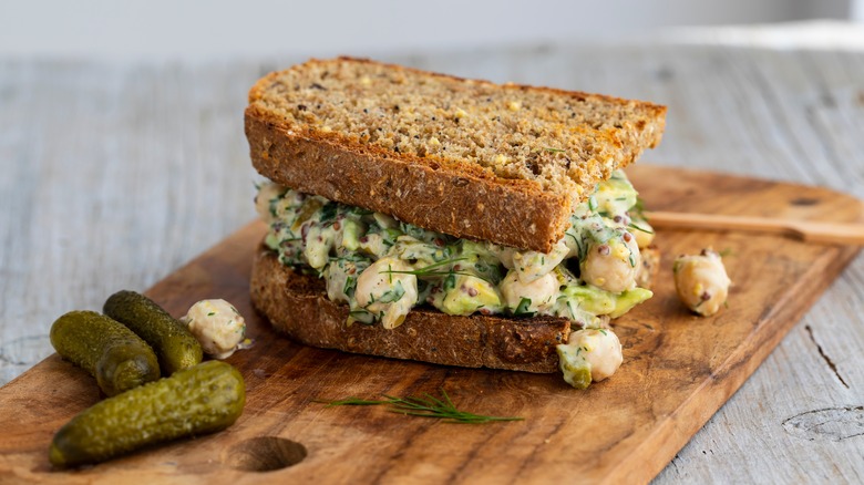 Chickpea sandwich with pickles