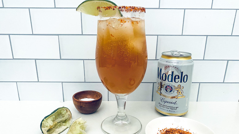 cocktail in glass with beer 