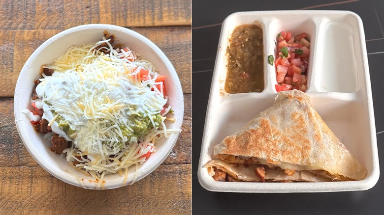 Mini bowl from Qdoba and quesadillas from Chipotle