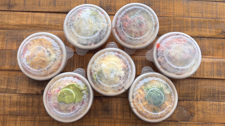 Various mini bowls from Qdoba