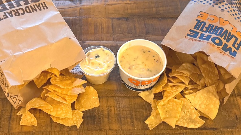 Chips and queso from Qdoba and Chipotle