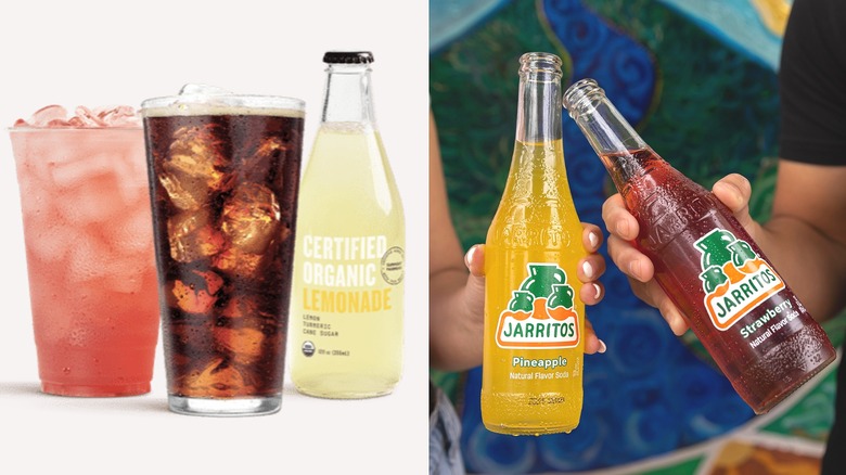 Various drinks from Chipotle and Qdoba