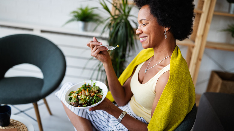 eating a salad