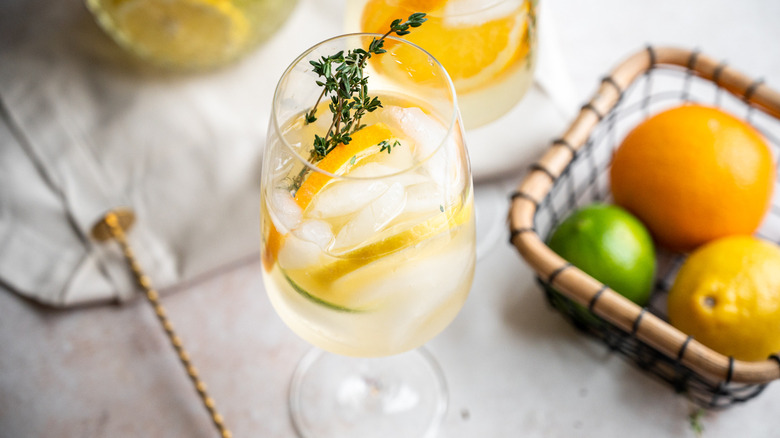 citrusy white sangria in glass
