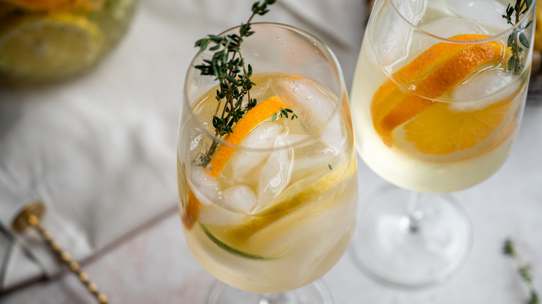 citrusy white sangria in glass 