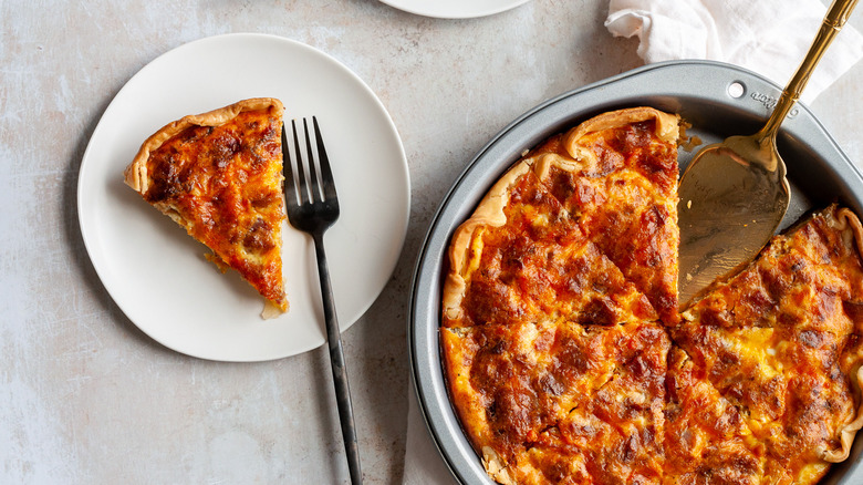 quiche slice on plate
