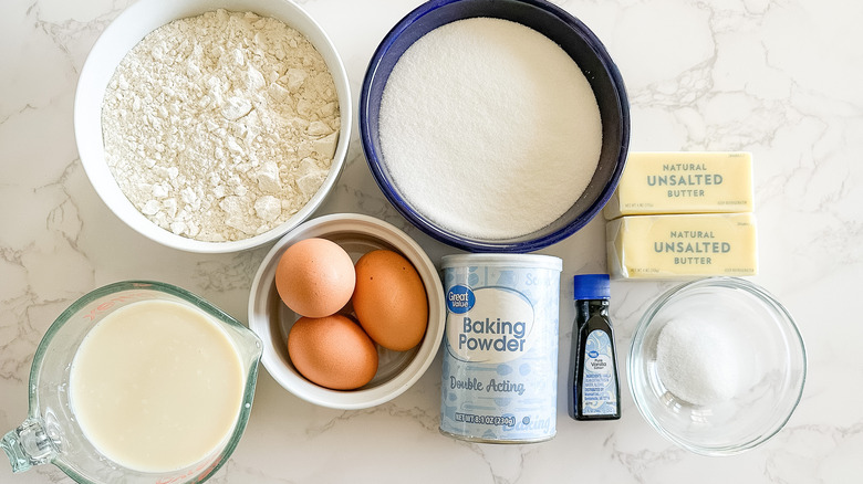 ingredients for vanilla buttermilk cake
