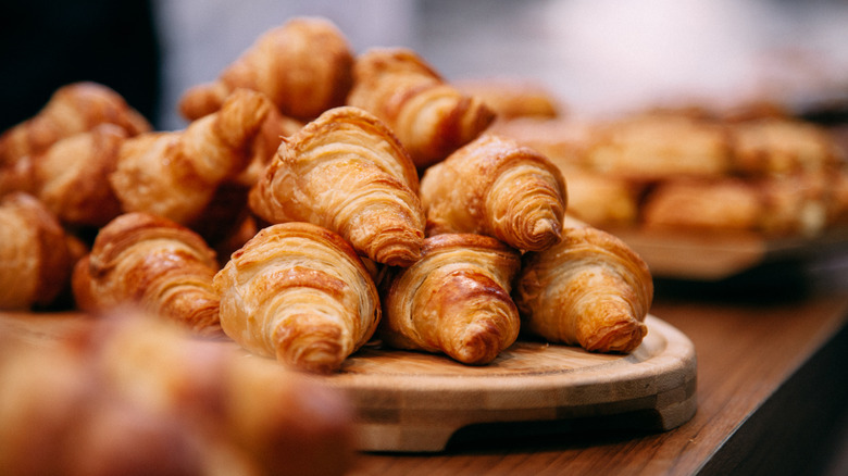 Bakery croissants on display