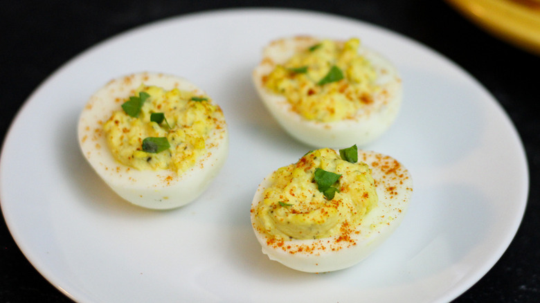 classic deviled eggs on plate
