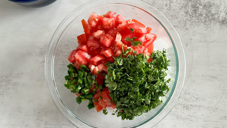pico de gallo ingredients before mixing