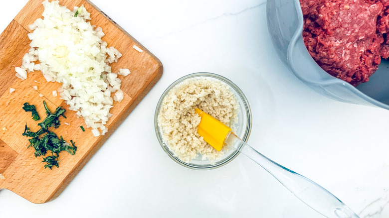breadcrumbs and chopped onions
