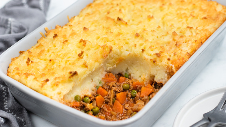 classic lamb shepherd's pie in dish