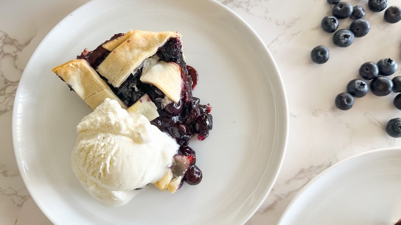 lattice top blueberry pie