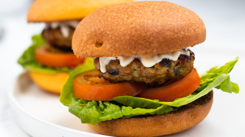 turkey burgers on plate