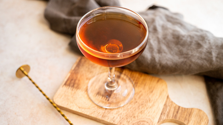 classic manhattan cocktail in glass 
