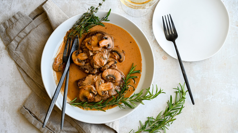 classic steak diane on plate 