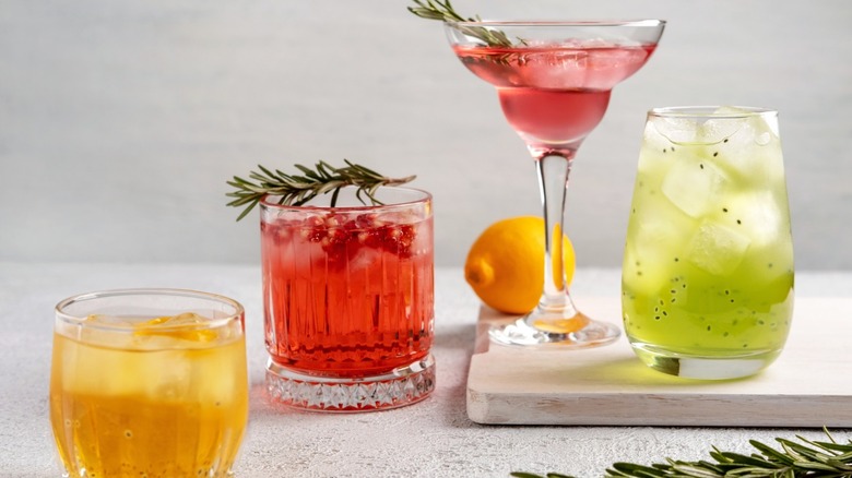 various cocktails on a table