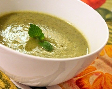 Cold Zucchini Soup with Curry and Mint