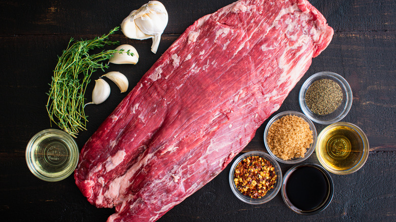 Flank steak with rub ingredients
