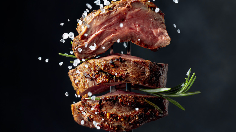 Pieces of a salty steak