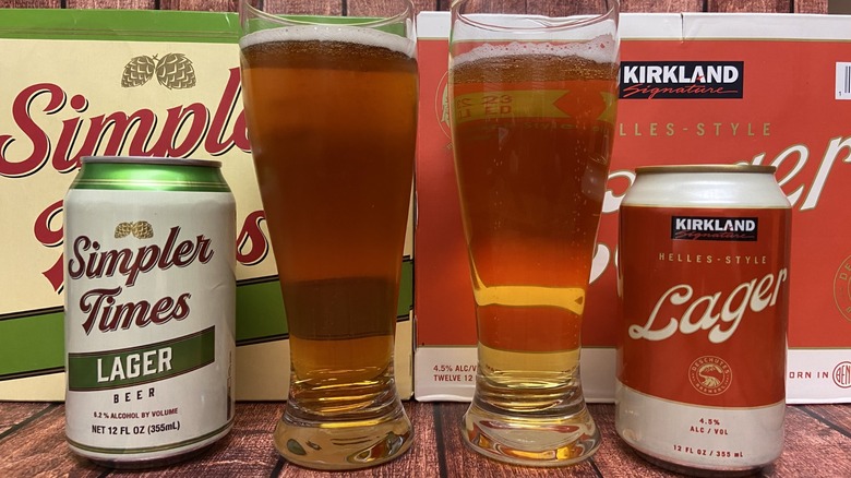 Simpler Times lager and Kirkland Signature lager