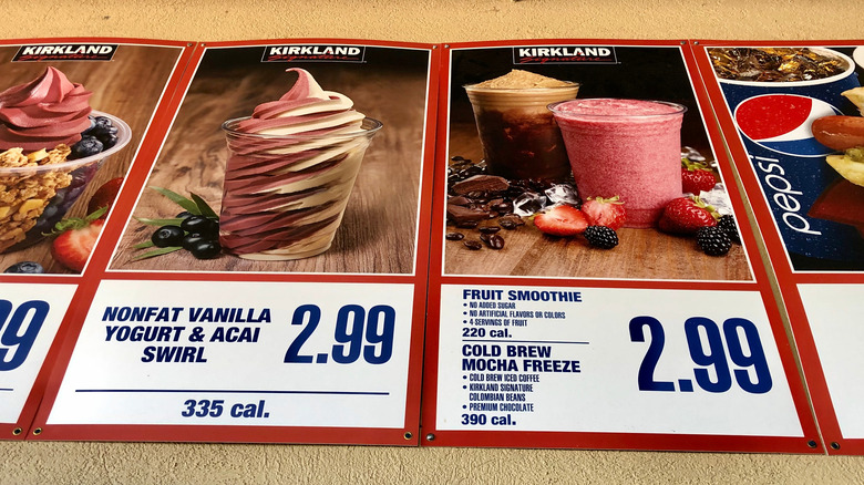 Costco Food court menu signage