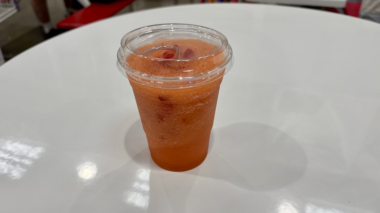 frozen strawberry lemonade on white table