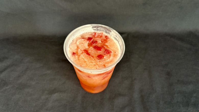 frozen strawberry lemonade on black background