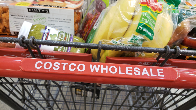 Costco shopping cart with groceries