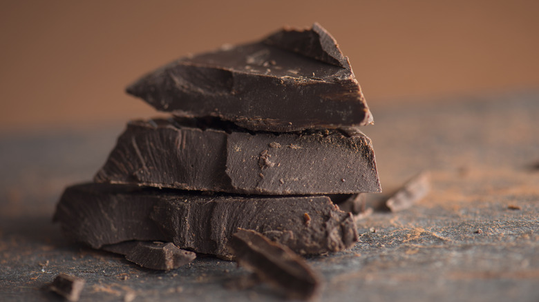 Three broken chocolate pieces