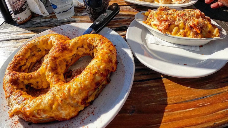 crab pretzel on table