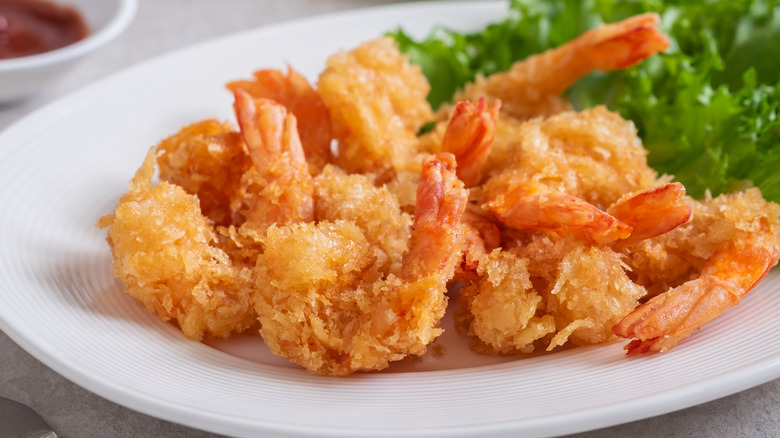 fried shrimp served on plate