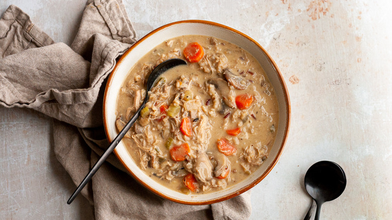 chicken soup in bowl
