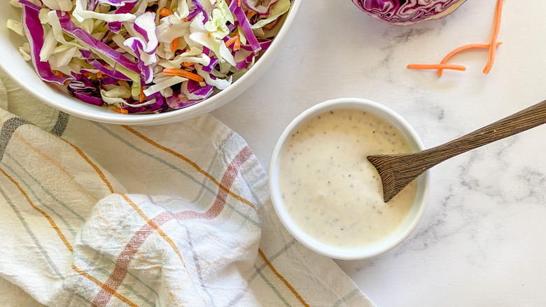 creamy coleslaw dressing in bowl