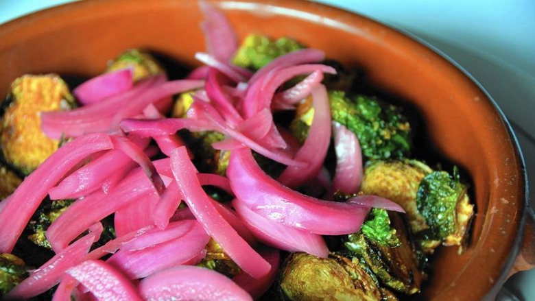 Crispy Brussels Sprouts With Pickled Red Onion recipe - The Daily Meal