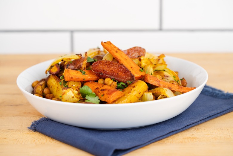 Curry roasted carrots and fingerling potatoes